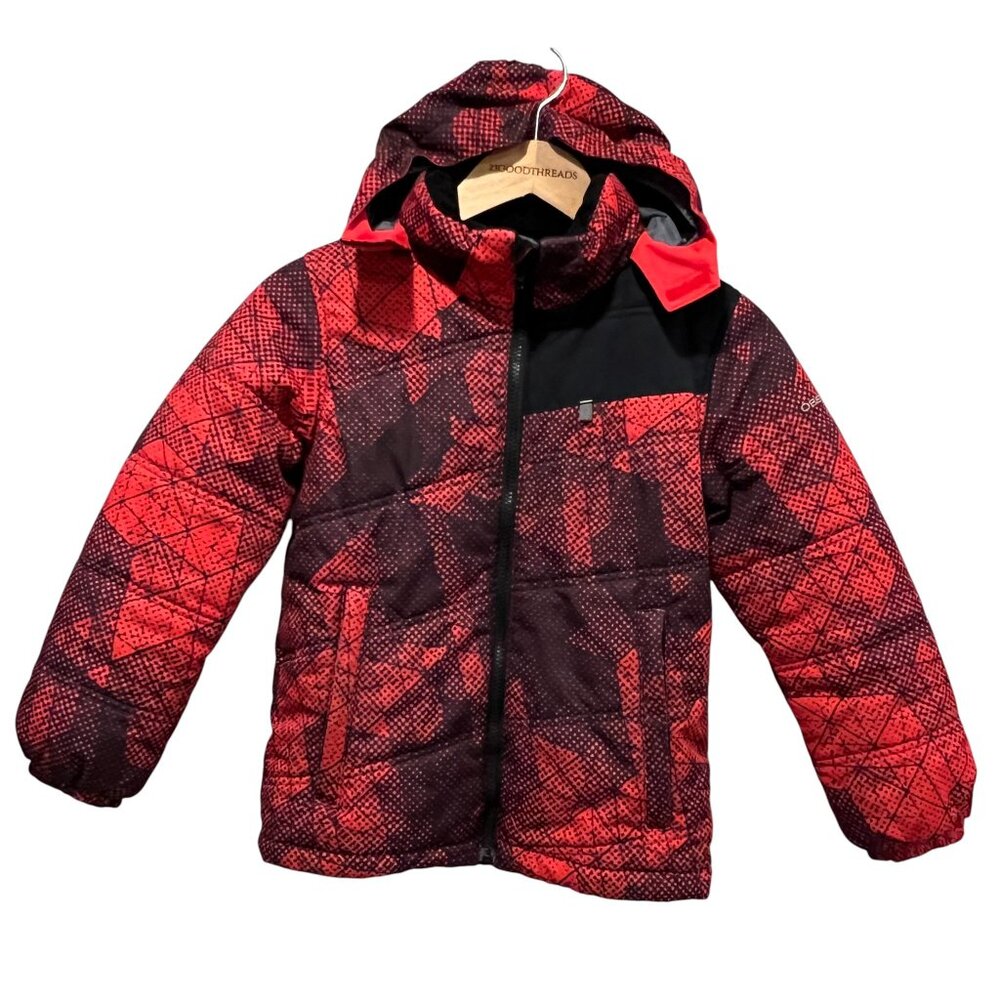 Obermeyer Boys Stealth Hooded Snow Jacket, Black Red, 8